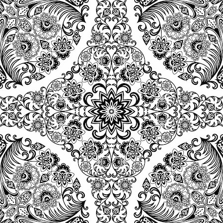 damask vector - Seamless floral pattern. Retro background. Vector illustration. Stock Photo - Budget Royalty-Free & Subscription, Code: 400-06171352