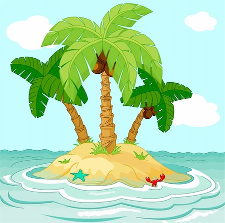 simsearch:400-07093200,k - Illustration of palm trees on desert island Fotografie stock - Microstock e Abbonamento, Codice: 400-06171636