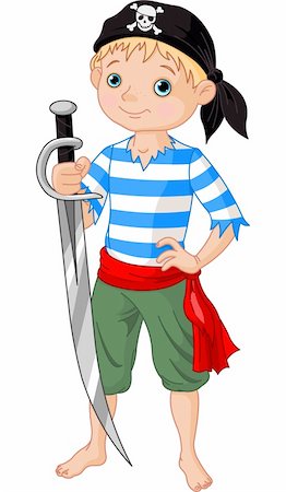 simsearch:400-04256880,k - Illustration  of cute pirate boy holding sword Fotografie stock - Microstock e Abbonamento, Codice: 400-06171638