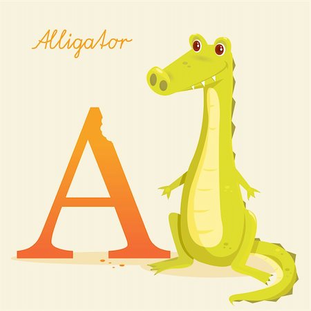 Animal alphabet with alligator, vector illustration Stock Photo - Budget Royalty-Free & Subscription, Code: 400-06171650