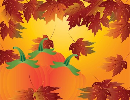simsearch:400-06391236,k - Pumpkin Patch and Maple Tree Leaves Falling in Autumn Season Illustration Fotografie stock - Microstock e Abbonamento, Codice: 400-06171763