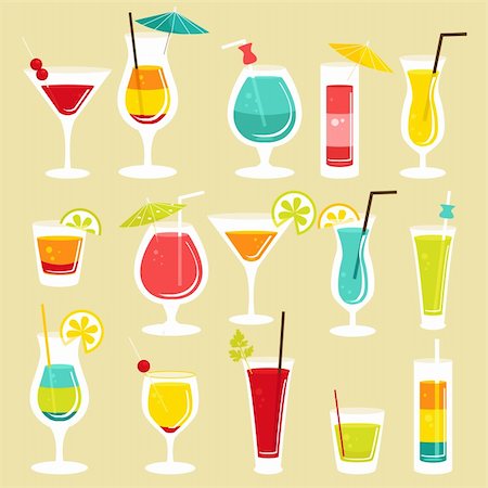 Set of cocktails, vector illustration Fotografie stock - Microstock e Abbonamento, Codice: 400-06171836