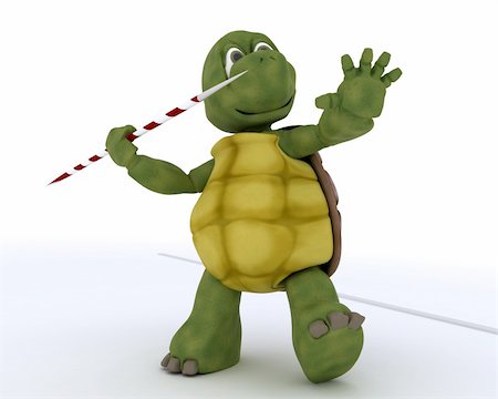 simsearch:400-04085659,k - 3D render of a tortoise competing in javelin Foto de stock - Super Valor sin royalties y Suscripción, Código: 400-06171915