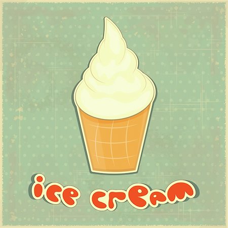 Retro Menu card - ice cream vanilla on Vintage background - vector illustration Foto de stock - Super Valor sin royalties y Suscripción, Código: 400-06171965