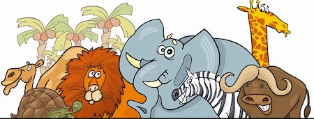 simsearch:400-04421740,k - Cartoon illustration of African Safari Wild Animals header design Foto de stock - Super Valor sin royalties y Suscripción, Código: 400-06171977