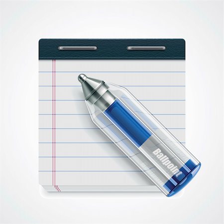 simsearch:400-06454922,k - Detailed icon representing ballpoint pen on white notepad Stock Photo - Budget Royalty-Free & Subscription, Code: 400-06172101