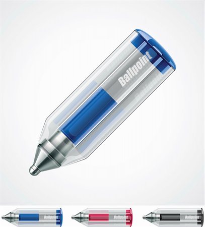 simsearch:400-05290264,k - Detailed icon representing ballpoint pen in three colors Photographie de stock - Aubaine LD & Abonnement, Code: 400-06172102