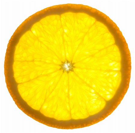 simsearch:400-05381130,k - Slice of an orange /  isolated on white background /  back lit Stock Photo - Budget Royalty-Free & Subscription, Code: 400-06172274