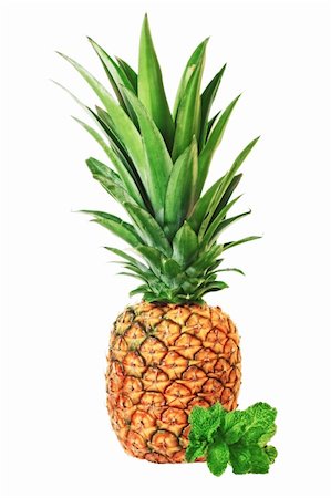 simsearch:400-04650758,k - The fruit of the pineapple and mint close up. On a white background. Stock Photo - Budget Royalty-Free & Subscription, Code: 400-06172302