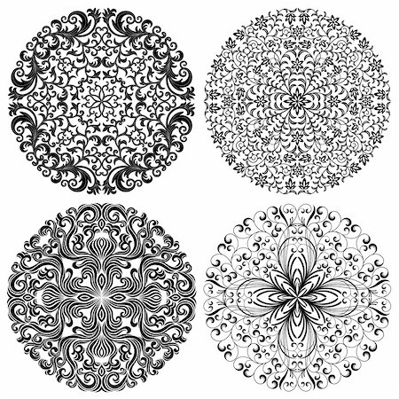 damask vector - Floral patterns set. Vector illustration. Stock Photo - Budget Royalty-Free & Subscription, Code: 400-06172368