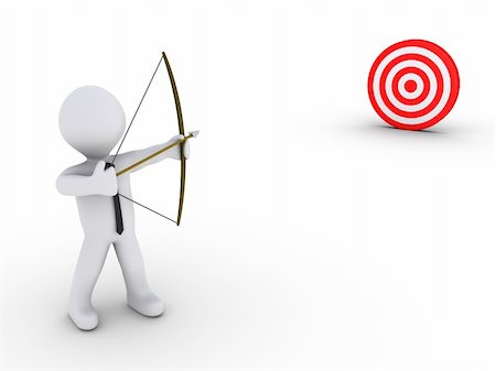 3d businessman as an archer is aiming at a red target Foto de stock - Super Valor sin royalties y Suscripción, Código: 400-06172436