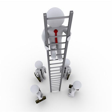 3d businessman is high on ladder and others looking up at him Stock Photo - Budget Royalty-Free & Subscription, Code: 400-06172455