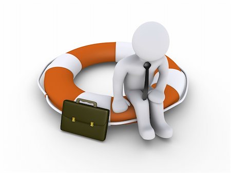 simsearch:400-07338104,k - 3d businessman is sitting on round lifebuoy Stock Photo - Budget Royalty-Free & Subscription, Code: 400-06172458