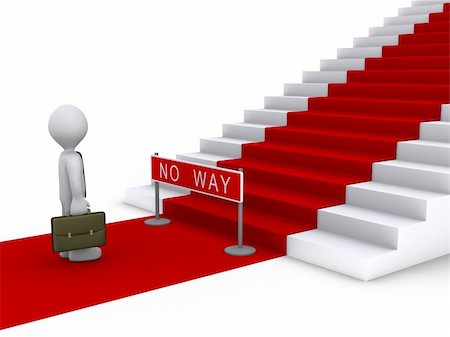 simsearch:400-05920330,k - 3d businessman is in front of stairs with red carpet and a no way sign Stock Photo - Budget Royalty-Free & Subscription, Code: 400-06172451