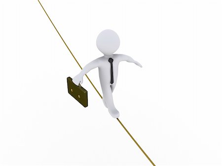 simsearch:400-07338104,k - 3d businessman is walking on tightrope Stock Photo - Budget Royalty-Free & Subscription, Code: 400-06172467