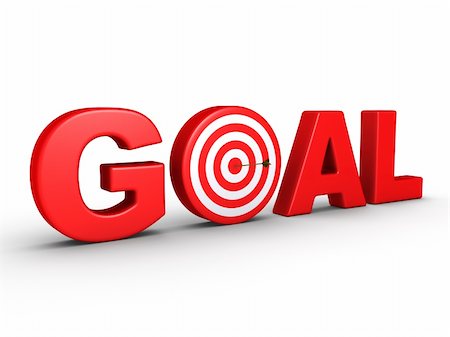 3d red word GOAL as a target and an arrow on the center Stock Photo - Budget Royalty-Free & Subscription, Code: 400-06172499