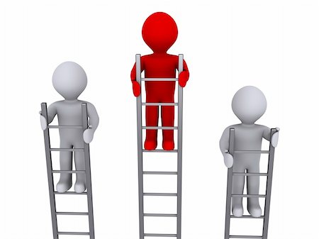 simsearch:400-05290154,k - Three 3d persons on ladders and one is higher Stock Photo - Budget Royalty-Free & Subscription, Code: 400-06172538