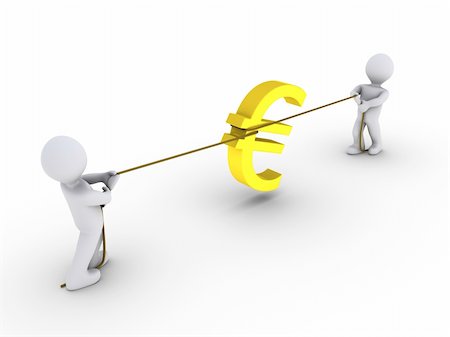 simsearch:400-07338104,k - Two 3d persons pulling rope with euro sign against each other Stock Photo - Budget Royalty-Free & Subscription, Code: 400-06172545