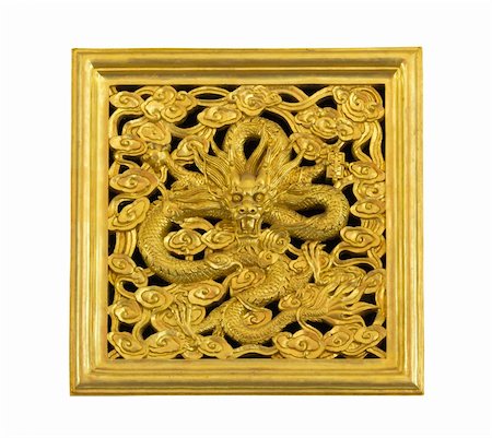 simsearch:400-06063440,k - Ancient statue of golden dragon on white background Stockbilder - Microstock & Abonnement, Bildnummer: 400-06172623