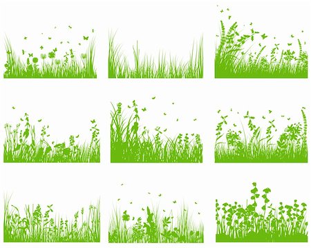 simsearch:400-08615799,k - Vector grass silhouette background set. All objects are separated. Stock Photo - Budget Royalty-Free & Subscription, Code: 400-06172729