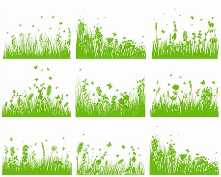 Vector grass silhouette background set. All objects are separated. Stock Photo - Budget Royalty-Free & Subscription, Code: 400-06172730