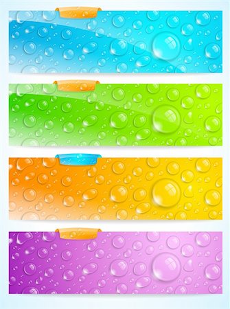 simsearch:400-04074032,k - Stylish set of four water drop banners Stock Photo - Budget Royalty-Free & Subscription, Code: 400-06172858