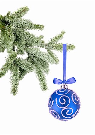 simsearch:400-05177572,k - Christmas ball on the tree isolated on white background Stock Photo - Budget Royalty-Free & Subscription, Code: 400-06172939