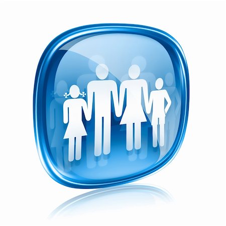 family icon blue glass, isolated on white background. Photographie de stock - Aubaine LD & Abonnement, Code: 400-06173015