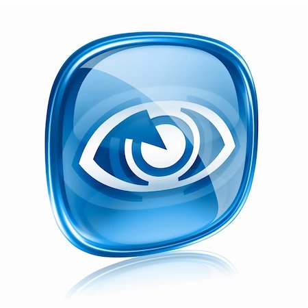 eye icon blue glass, isolated on white background. Stock Photo - Budget Royalty-Free & Subscription, Code: 400-06173026
