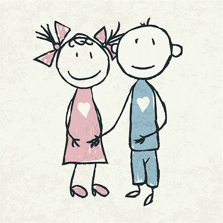 Couple in love. Doodles illustration, vector. Stock Photo - Budget Royalty-Free & Subscription, Code: 400-06173067