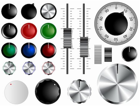 Plastic and chrome knobs, dials and sliders Stock Photo - Budget Royalty-Free & Subscription, Code: 400-06173306