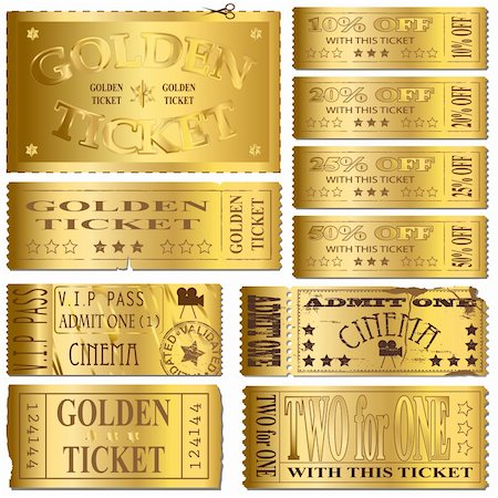 silver foil - Gold cinema and sale ticket vectors Stock Photo - Budget Royalty-Free & Subscription, Code: 400-06173307