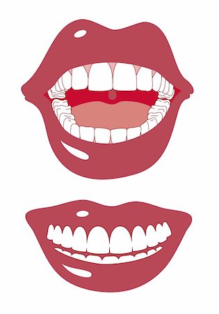 smile red lips cartoon - happy big smile with white teeth, vector illustration Stock Photo - Budget Royalty-Free & Subscription, Code: 400-06173311