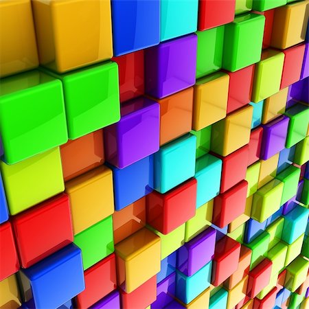 3d colorful glossy cubes wall background. Foto de stock - Super Valor sin royalties y Suscripción, Código: 400-06173368