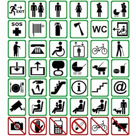 International signs used in transportation means Fotografie stock - Microstock e Abbonamento, Codice: 400-06173684