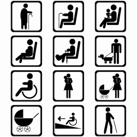 disabled senior citizens black people - Priority seating area signs Stock Photo - Budget Royalty-Free & Subscription, Code: 400-06173685