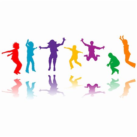 simsearch:400-07924004,k - Group of hand drawn children silhouettes jumping Photographie de stock - Aubaine LD & Abonnement, Code: 400-06173682