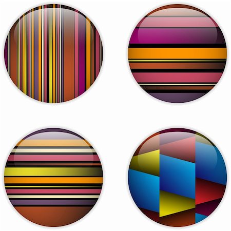 simsearch:400-05671830,k - Vector - Glass Circle Button Colorful Stripes Foto de stock - Royalty-Free Super Valor e Assinatura, Número: 400-06199349