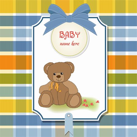 new baby announcement card with teddy bear Stock Photo - Budget Royalty-Free & Subscription, Code: 400-06199377