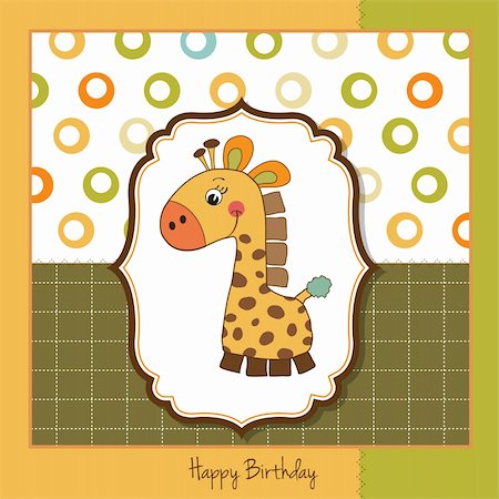 birthday card with giraffe toy Stock Photo - Budget Royalty-Free & Subscription, Code: 400-06199404