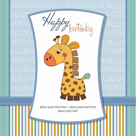 birthday card with giraffe toy Stock Photo - Budget Royalty-Free & Subscription, Code: 400-06199407