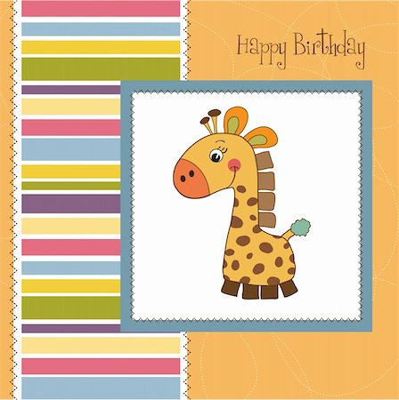 birthday card with giraffe toy Stock Photo - Budget Royalty-Free & Subscription, Code: 400-06199408