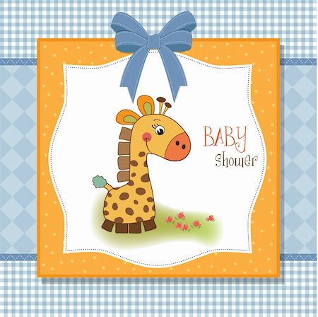 welcome baby card with giraffe Stock Photo - Budget Royalty-Free & Subscription, Code: 400-06199409