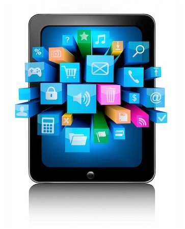 personal computer vector - Tablet pc with colorful icons Stock Photo - Budget Royalty-Free & Subscription, Code: 400-06199508