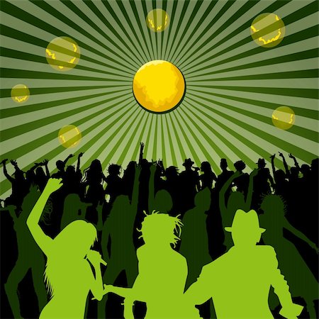 Disco concept, vector people silhouettes, dancing and singing Stock Photo - Budget Royalty-Free & Subscription, Code: 400-06199580