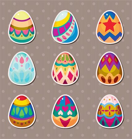 simsearch:400-04242338,k - cartoon Easter egg stickers Photographie de stock - Aubaine LD & Abonnement, Code: 400-06199592