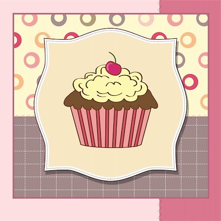 dots spirals - birthday card with cupcake Stock Photo - Budget Royalty-Free & Subscription, Code: 400-06199650