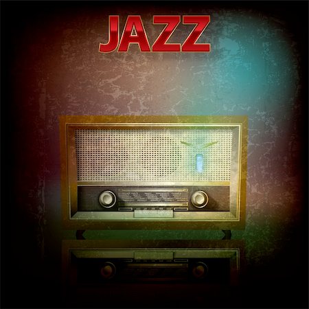 radio old images color - abstract jazz grunge background with retro radio Stock Photo - Budget Royalty-Free & Subscription, Code: 400-06199710