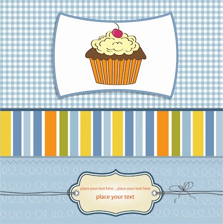 dessert vector - birthday card with cupcake Stock Photo - Budget Royalty-Free & Subscription, Code: 400-06199760