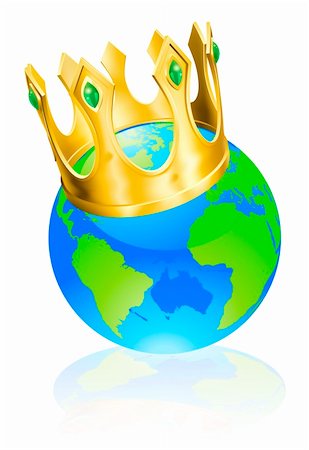 World globe wearing a crown, king of the world or champion concept Stock Photo - Budget Royalty-Free & Subscription, Code: 400-06199800